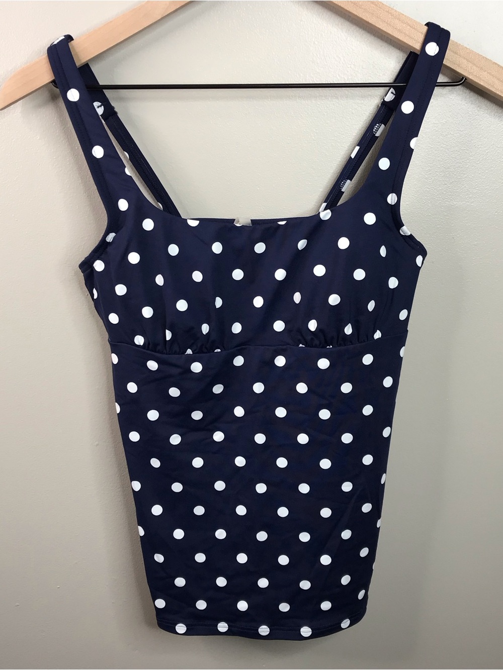 Lands’ End Deep Sea Polka Dot Tankini Swim Top